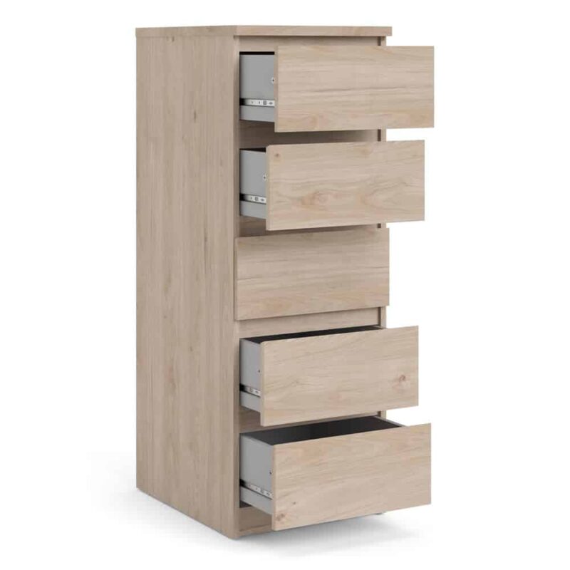 Furniture To Go Naia Narrow 5 Drawer Chest Jackson Hickory Oak