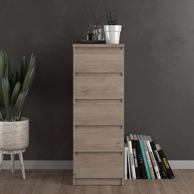 Furniture To Go Naia Narrow 5 Drawer Chest Jackson Hickory Oak