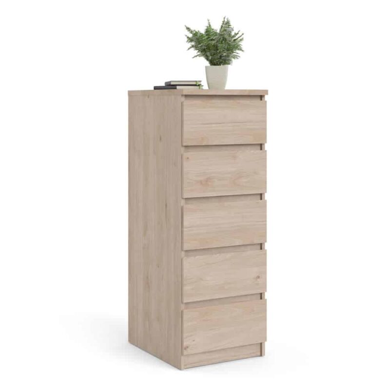 Furniture To Go Naia Narrow 5 Drawer Chest Jackson Hickory Oak
