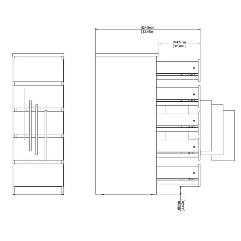 Furniture To Go Naia Narrow 5 Drawer Chest Jackson Hickory Oak