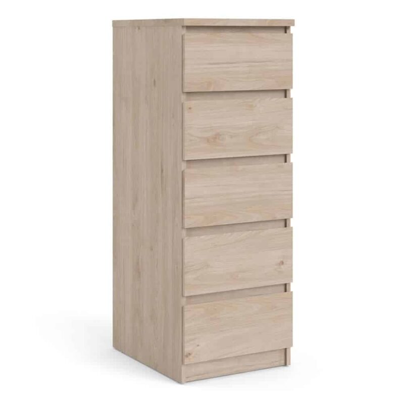 Furniture To Go Naia Narrow 5 Drawer Chest Jackson Hickory Oak