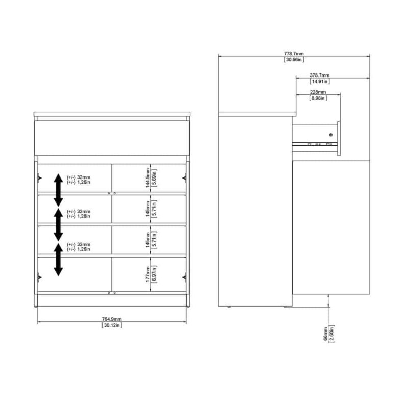 Furniture To Go Naia Sideboard 1 Drawer 2 Doors Matt Black