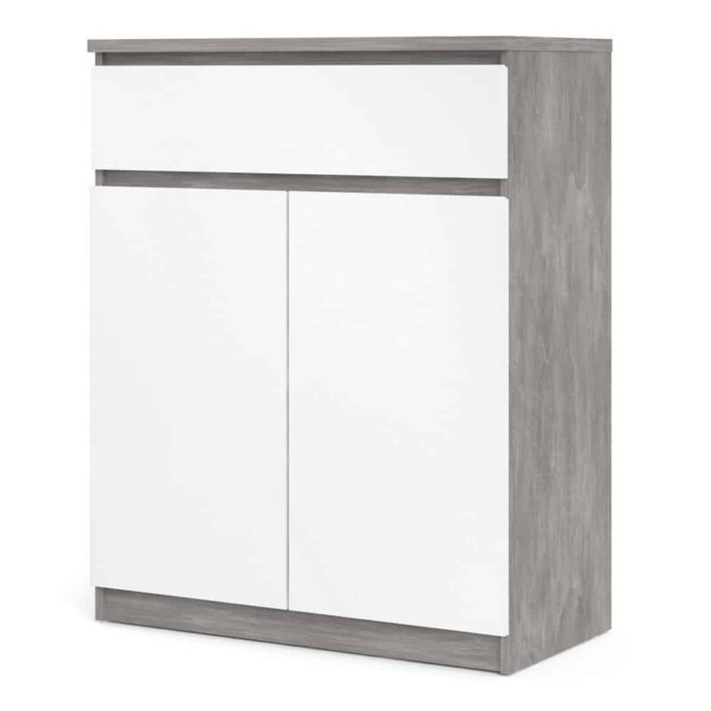 Furniture To Go Naia Sideboard 1 Drawer 2 Doors Concrete White High Gloss