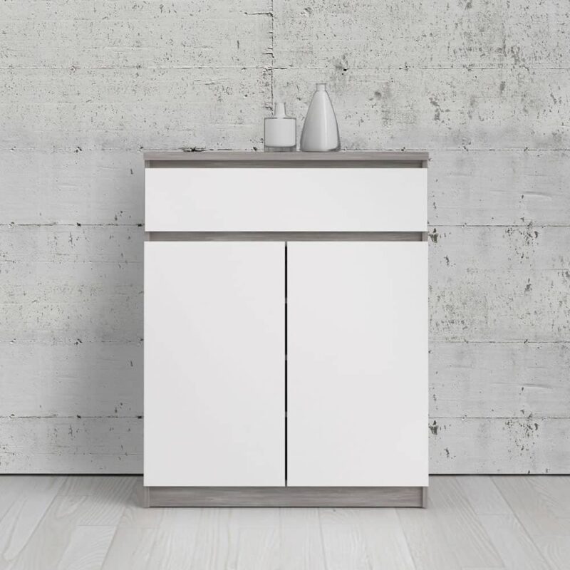 Furniture To Go Naia Sideboard 1 Drawer 2 Doors Concrete White High Gloss