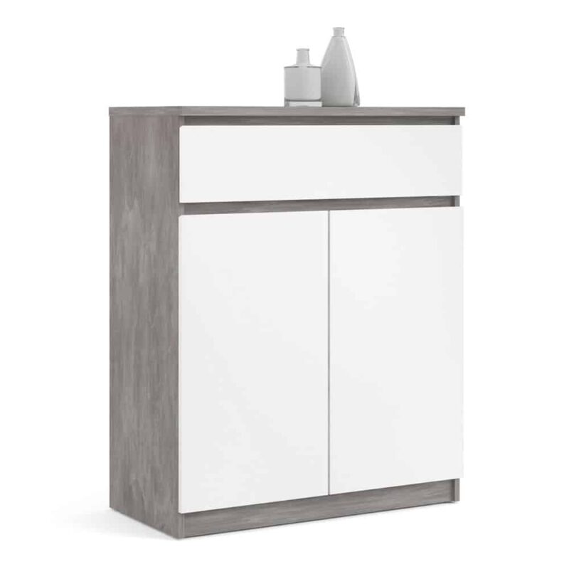 Furniture To Go Naia Sideboard 1 Drawer 2 Doors Concrete White High Gloss