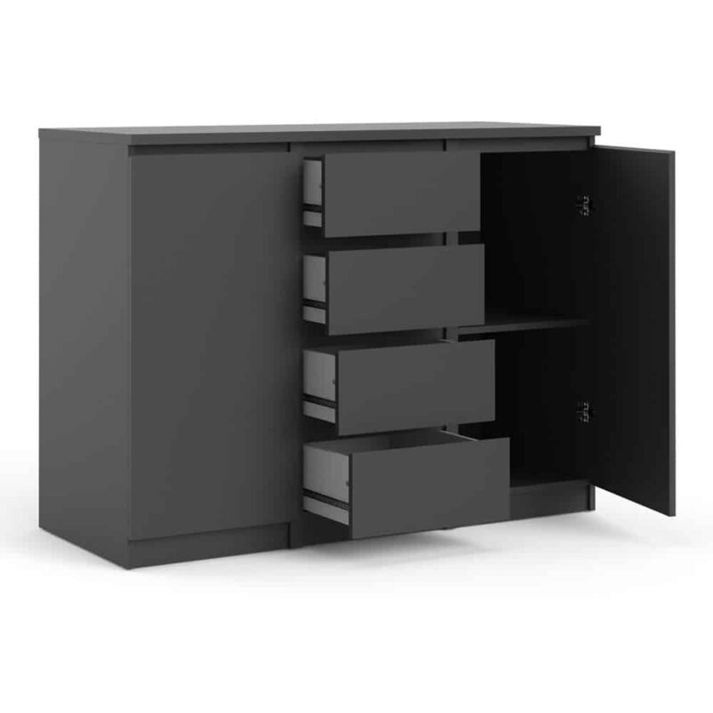 Furniture To Go Naia Sideboard 4 Drawers 2 Doors Matt Black