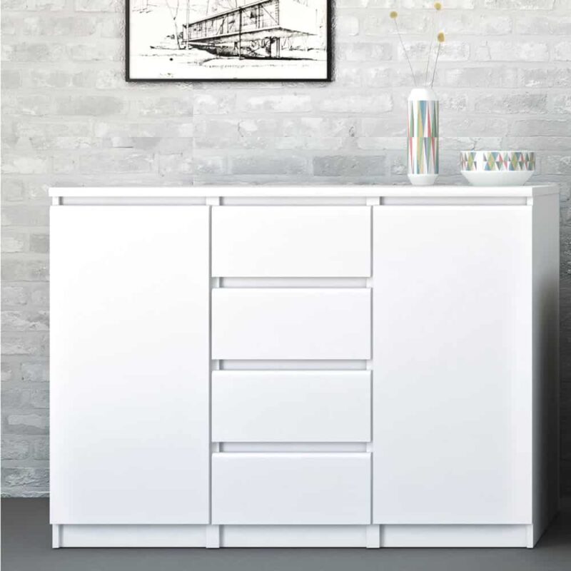 Furniture To Go Naia Sideboard 4 Drawers 2 Doors White High Gloss