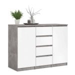 Furniture To Go Naia Sideboard 4 Drawers 2 Doors Concrete White High Gloss