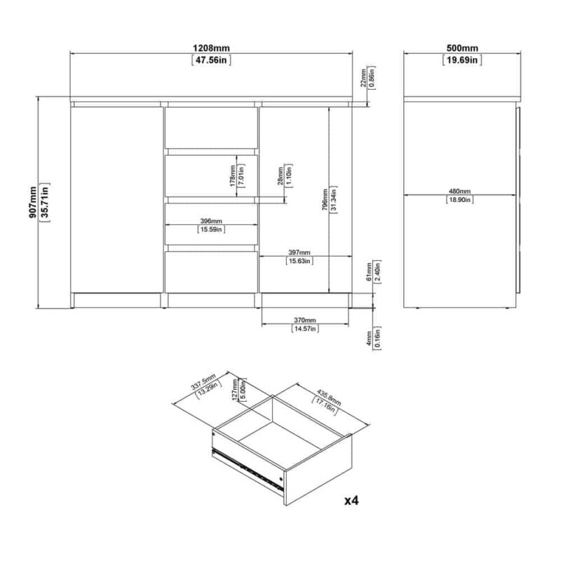Furniture To Go Naia Sideboard 4 Drawers 2 Doors Jackson Hickory Oak