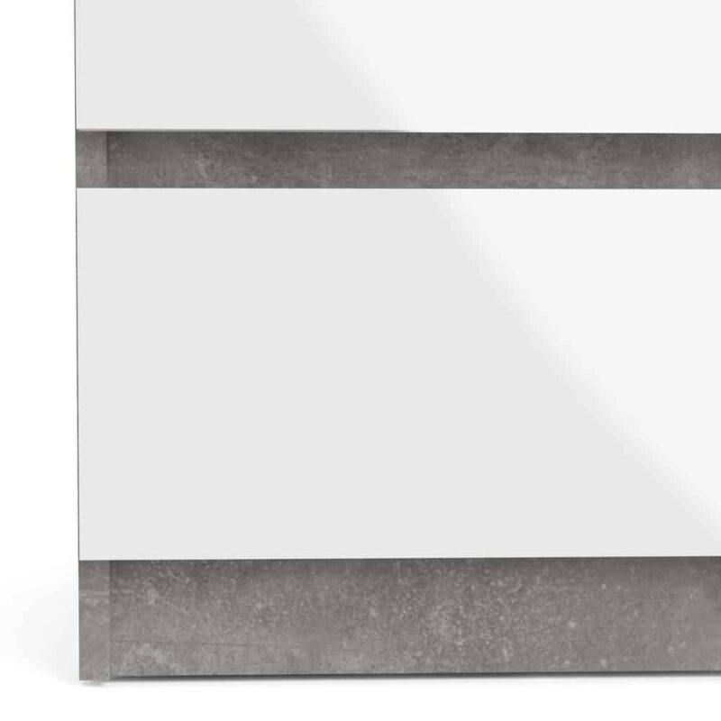 Furniture To Go Naia Wide 6 Drawer Chest Concrete White High Gloss