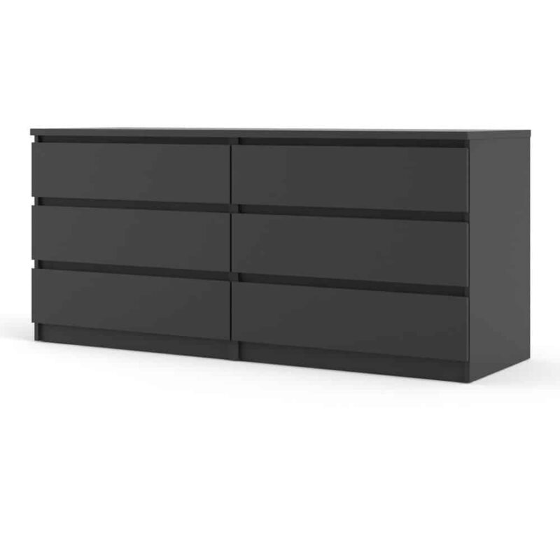 Furniture To Go Naia Wide 6 Drawer Chest Matt Black