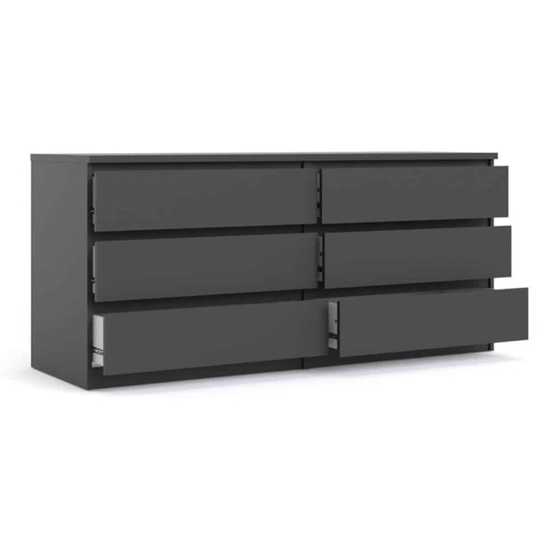 Furniture To Go Naia Wide 6 Drawer Chest Matt Black