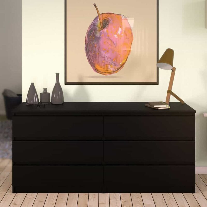 Furniture To Go Naia Wide 6 Drawer Chest Matt Black