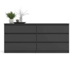Furniture To Go Naia Wide 6 Drawer Chest Matt Black