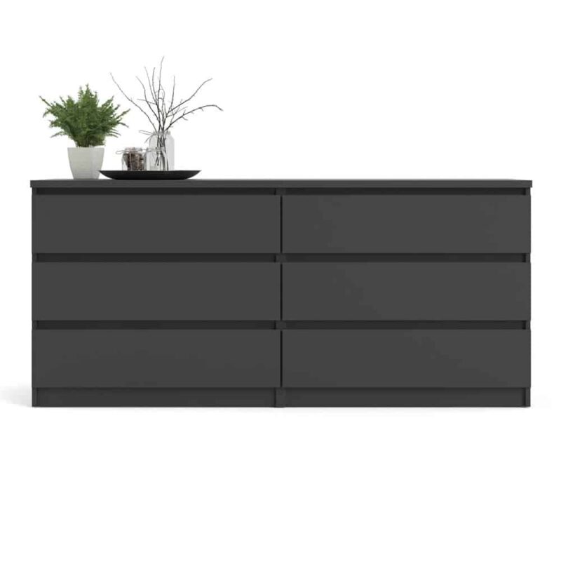 Furniture To Go Naia Wide 6 Drawer Chest Matt Black