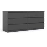 Furniture To Go Naia Wide 6 Drawer Chest Matt Black
