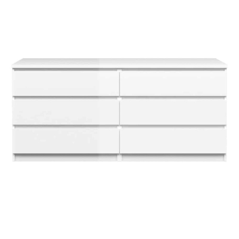 Furniture To Go Naia Wide 6 Drawer Chest White High Gloss