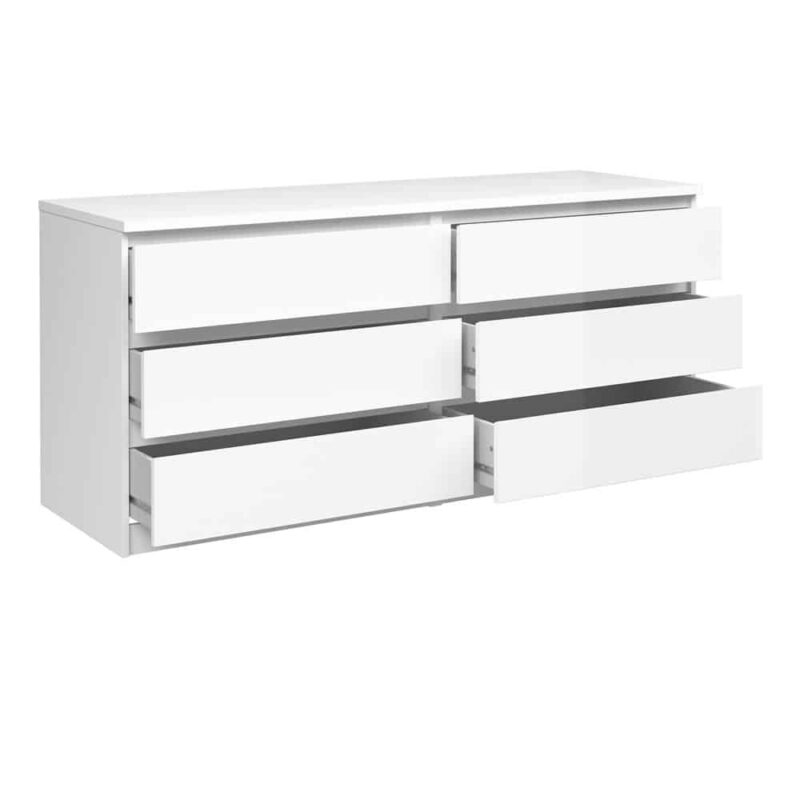 Furniture To Go Naia Wide 6 Drawer Chest White High Gloss