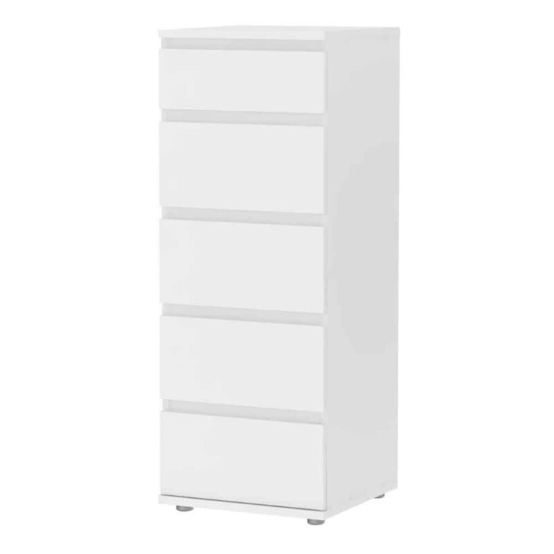Furniture To Go Nova Narrow Chest Of 5 Drawers White