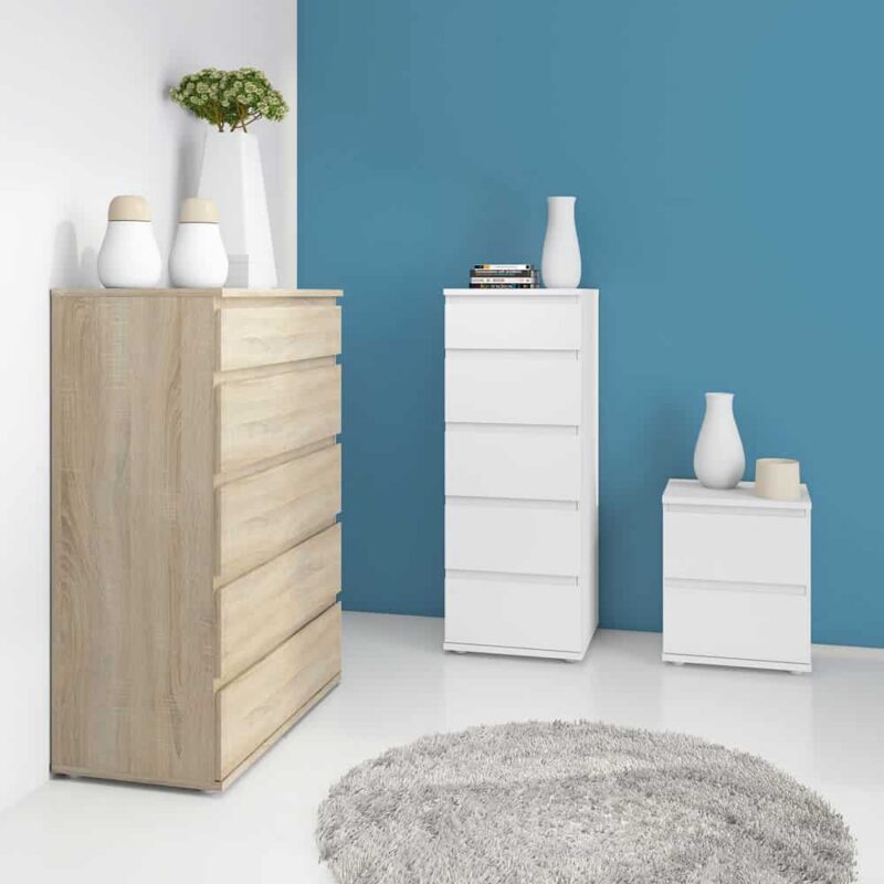 Furniture To Go Nova Narrow Chest Of 5 Drawers White