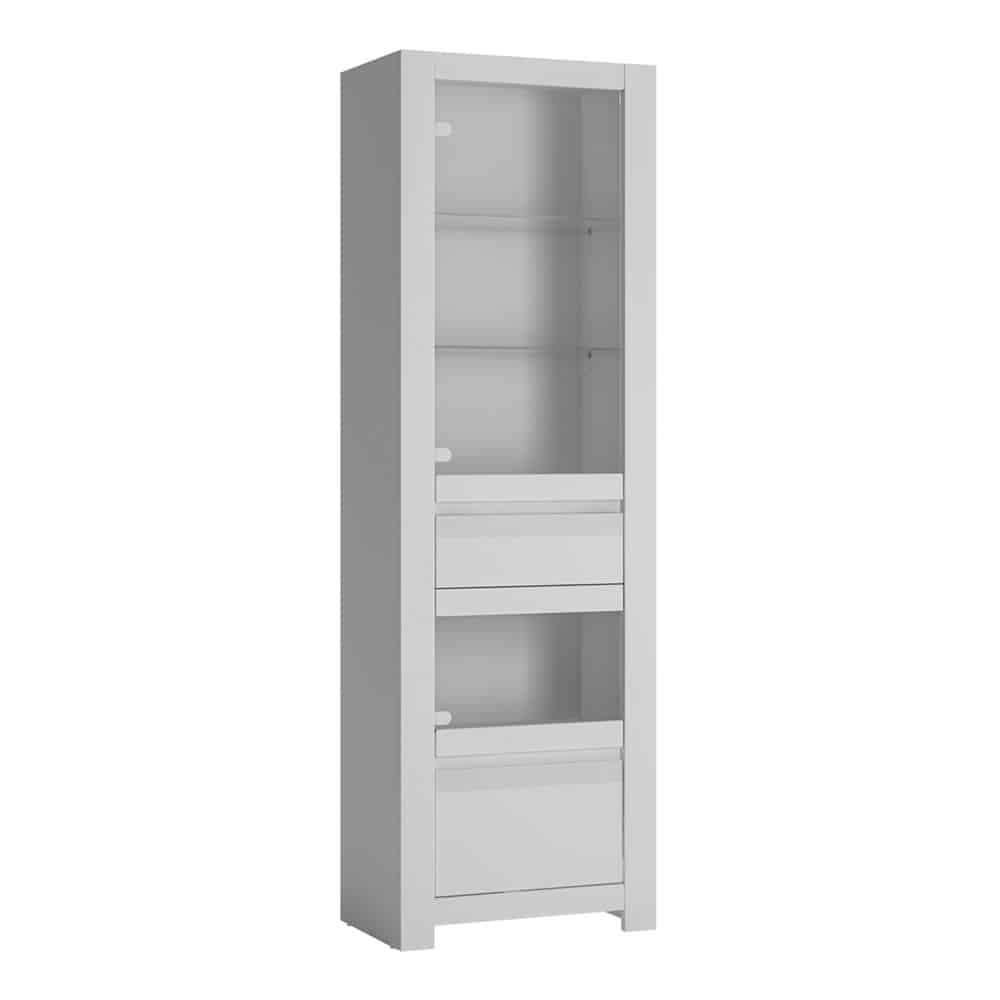 Furniture To Go Novi 2 Door 1 Drawer Display Cabinet Alpine White