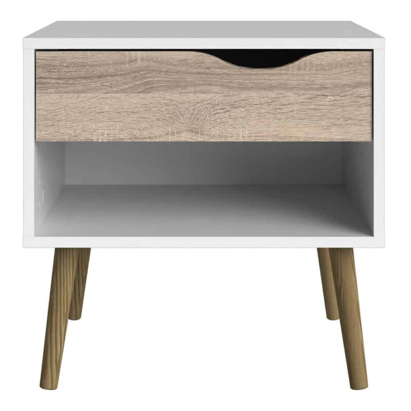 Furniture To Go Oslo Bedside Table 1 Drawer White Oak