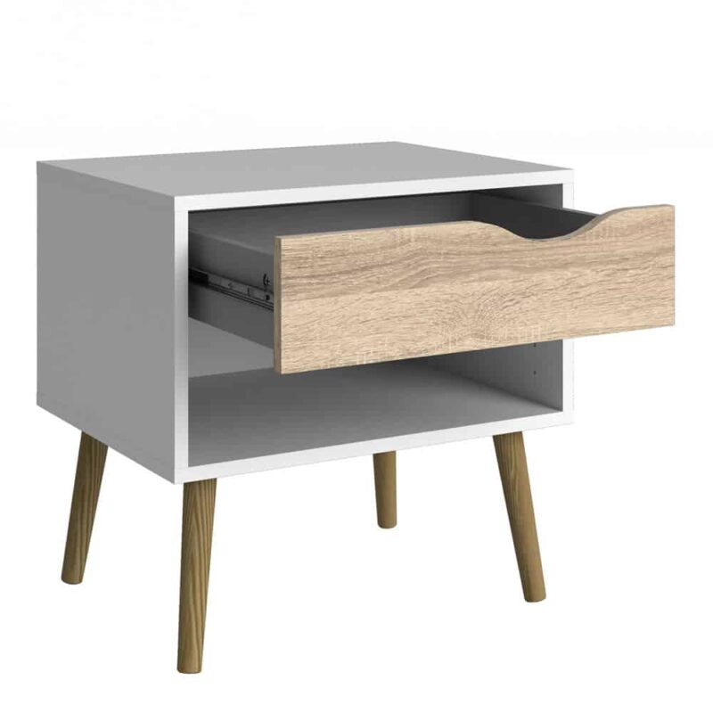 Furniture To Go Oslo Bedside Table 1 Drawer White Oak