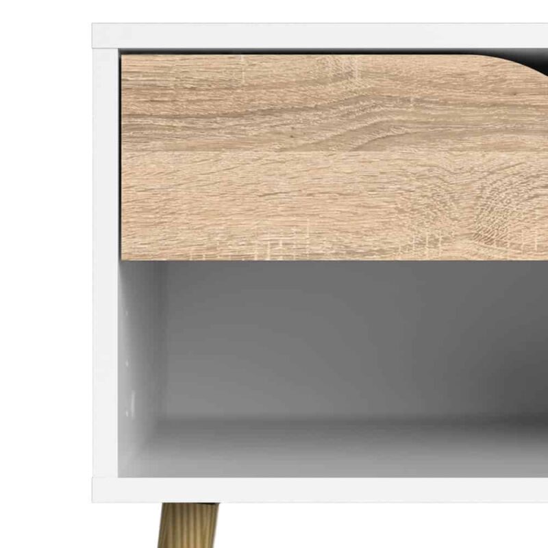 Furniture To Go Oslo Bedside Table 1 Drawer White Oak
