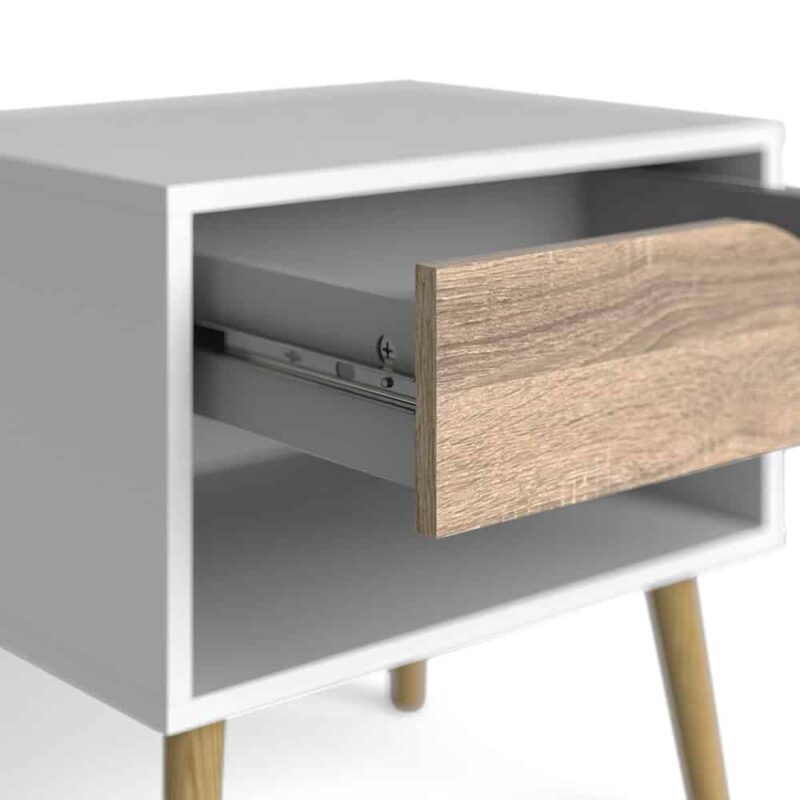 Furniture To Go Oslo Bedside Table 1 Drawer White Oak