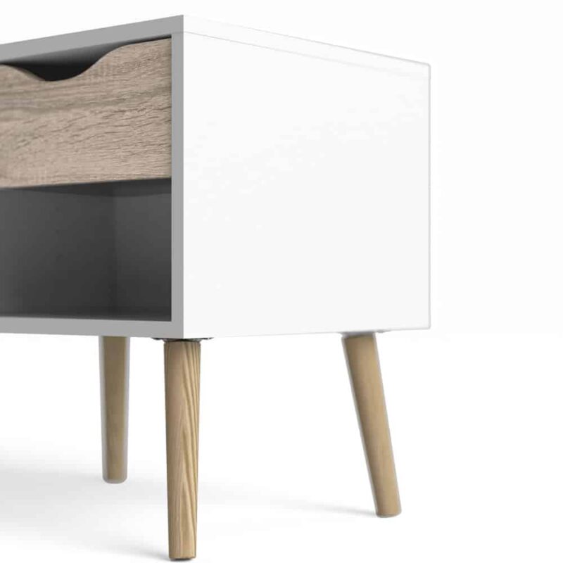 Furniture To Go Oslo Bedside Table 1 Drawer White Oak