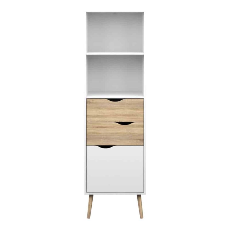 Furniture To Go Oslo Bookcase 2 Drawers 1 Door White Oak
