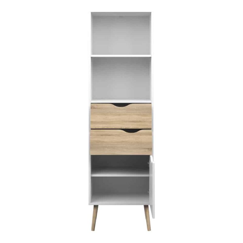 Furniture To Go Oslo Bookcase 2 Drawers 1 Door White Oak