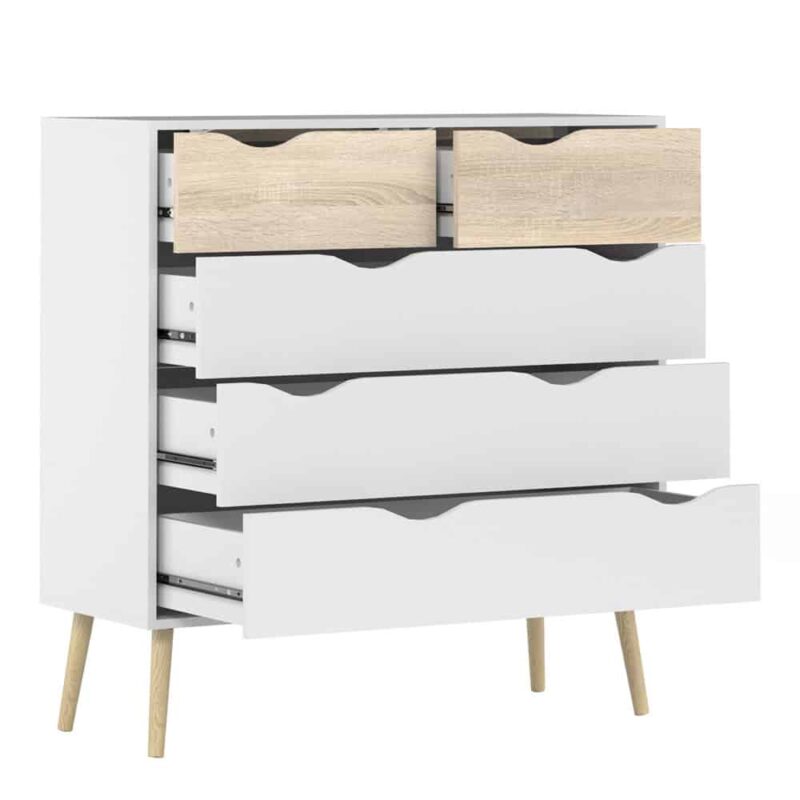 Furniture To Go Oslo Chest Of 5 Drawers White Oak