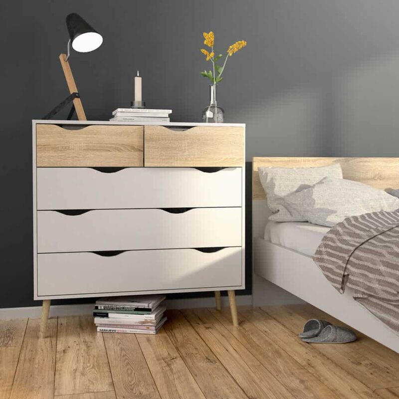 Furniture To Go Oslo Chest Of 5 Drawers White Oak