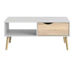 Furniture To Go Oslo Coffee Table 1 Drawer 1 Shelf White Oak