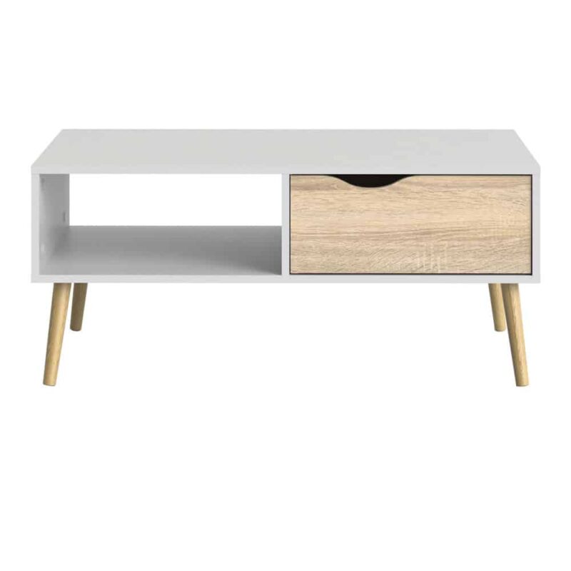 Furniture To Go Oslo Coffee Table 1 Drawer 1 Shelf White Oak