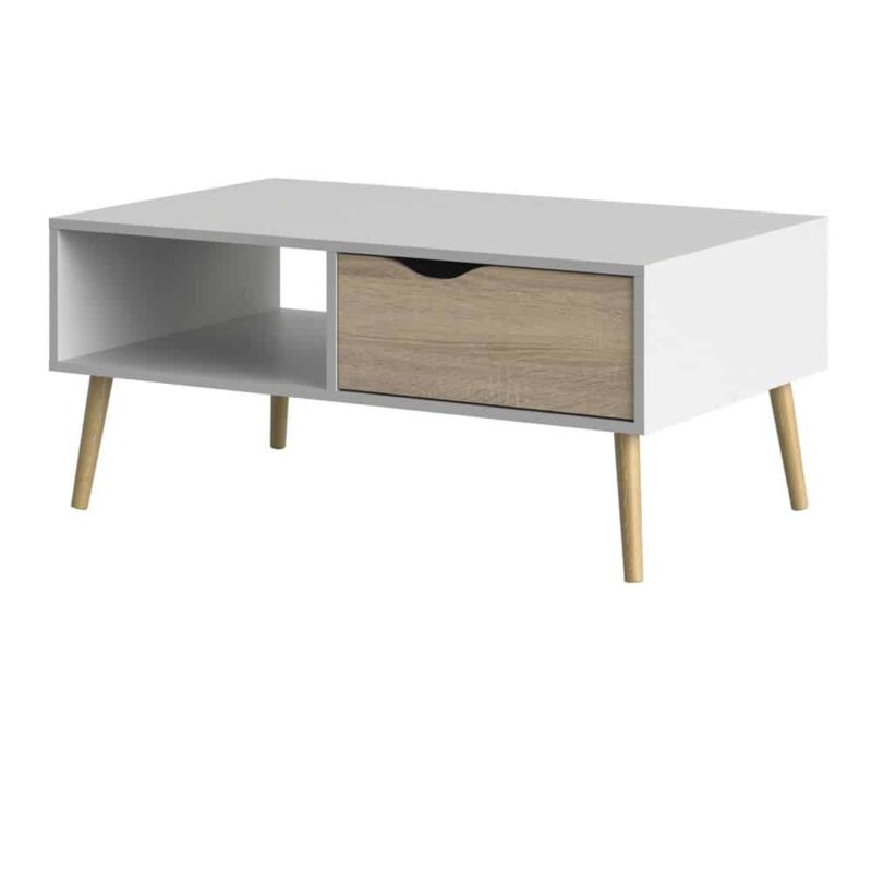 Furniture To Go Oslo Coffee Table 1 Drawer 1 Shelf White Oak