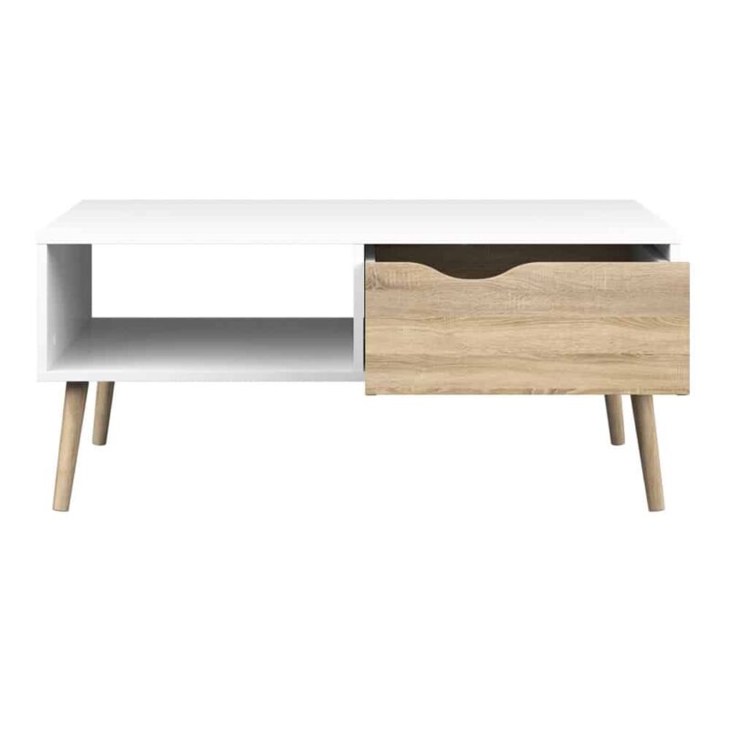 Furniture To Go Oslo Coffee Table 1 Drawer 1 Shelf White Oak
