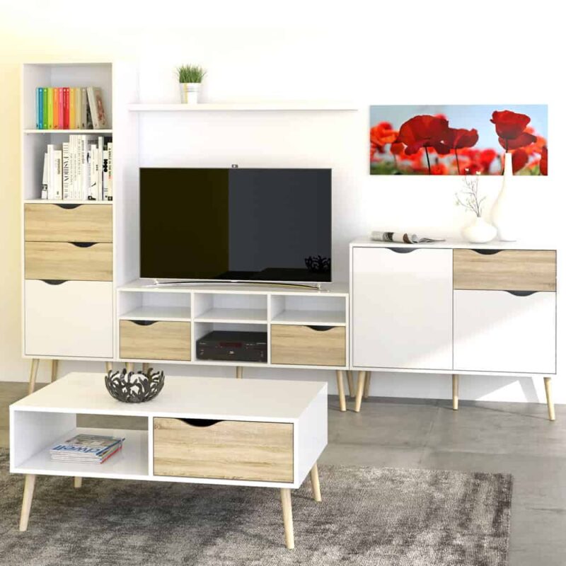 Furniture To Go Oslo Coffee Table 1 Drawer 1 Shelf White Oak