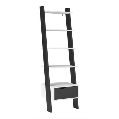 Furniture To Go Oslo Leaning Bookcase 1 Drawer White Matt Black