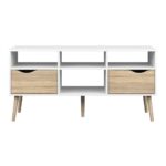 Furniture To Go Oslo TV Unit Wide 2 Drawers 4 Shelves White Oak