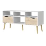 Furniture To Go Oslo TV Unit Wide 2 Drawers 4 Shelves White Oak