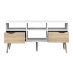 Furniture To Go Oslo TV Unit Wide 2 Drawers 4 Shelves White Oak