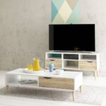 Furniture To Go Oslo TV Unit Wide 2 Drawers 4 Shelves White Oak