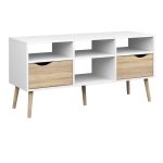 Furniture To Go Oslo TV Unit Wide 2 Drawers 4 Shelves White Oak