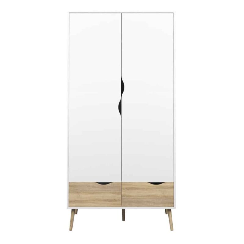 Furniture To Go Oslo Wardrobe 2 Doors 2 Drawers White Oak
