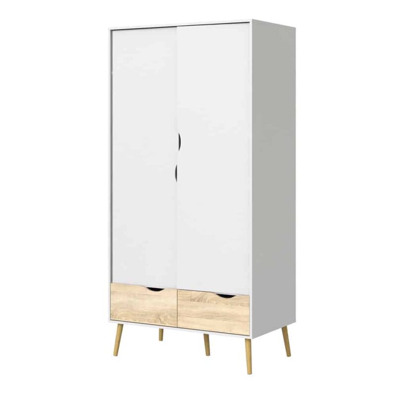 Furniture To Go Oslo Wardrobe 2 Doors 2 Drawers White Oak