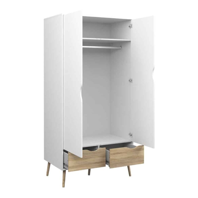 Furniture To Go Oslo Wardrobe 2 Doors 2 Drawers White Oak