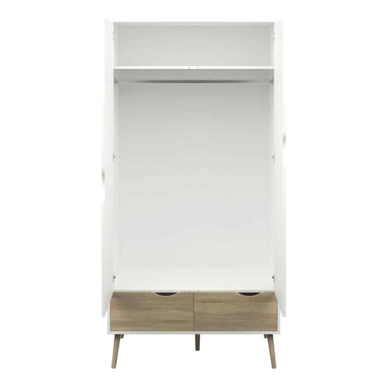 Furniture To Go Oslo Wardrobe 2 Doors 2 Drawers White Oak