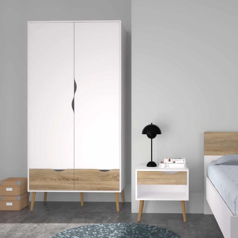 Furniture To Go Oslo Wardrobe 2 Doors 2 Drawers White Oak